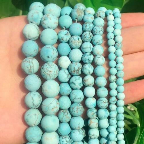 4-12mm Natural Stone Beads Matte Dull Polish Green Turquoises Howlite Beads for Jewelry Making DIY Bracelet Minerals Beads