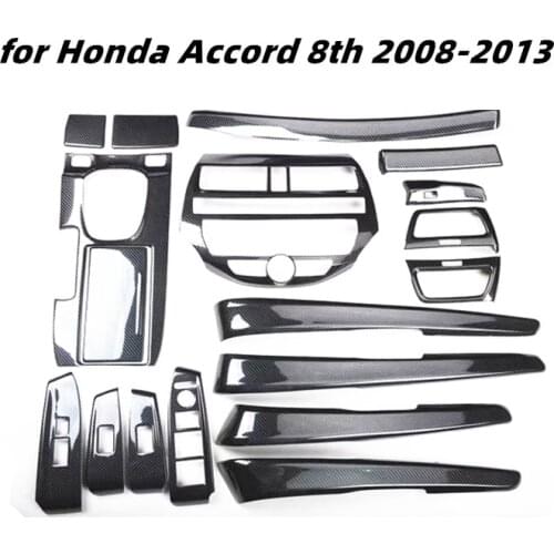 For Honda Accord 8th 2008-2013 Accessories Carbon Fiber Center Console Gear Head Gears Back Air Vent Windows Control Panel ABS