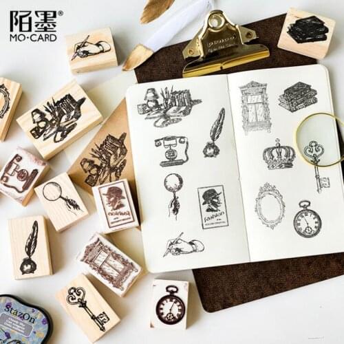 Clock Queen Key Window Wooden DIY Stamp Set Student Prize Promotional Gift Stationery