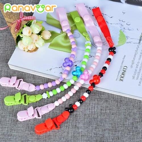 Baby Pacifier Clip Chain Attache Clip Dummy Pacifiers Leash Strap Beads Toy Teether Holder Baby Soother Chain 35200
