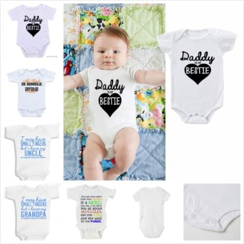 Daddy is My Bestie UNCLE GRANDPA Print Baby Rompers Summer Baby Clothing Romper Infant Newborn Baby Boy Girl Clothes Jumpsuits