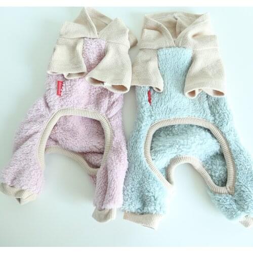 Fleece Dog Jumpsuit Pajamas Hooded Outfit Puppy Costume Yorkies Pomeranian Maltese Bichon Poodle Dog Clothes Pet Clothing Coat