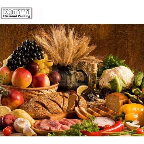 Full-square-diy-diamond-Painting-Cross-Stitch-Food-Fruits-5D-Diamond-Embroidery-diamond-Mosaic-wall-stickers LK1