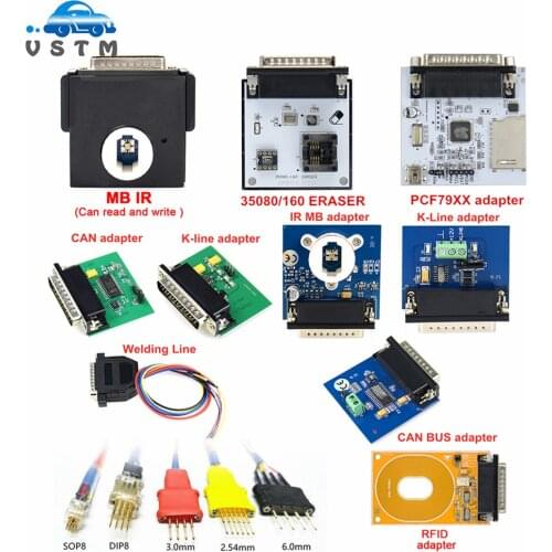 IPROG+ iProg Prog V85Programmer Replace Parts CAN BUS/K-Line/RFID/MB IR/PCF79XX/5pcs Probe Adapters Without Soldering/ 35080/160