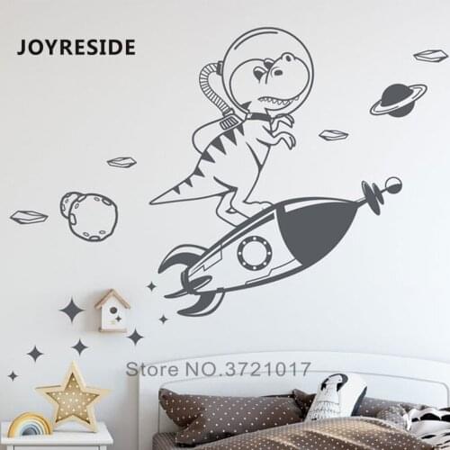 Space Rocket Dinosaur Cute Wall Decals Home Kids Sweet Decoration Vinyl Wall Sticker Planet Boys Rooms Gift Wall Decal M377