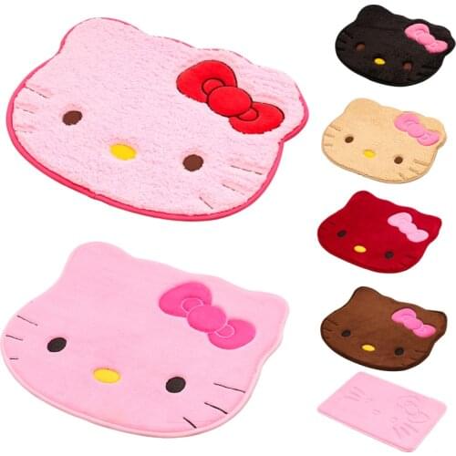 Kitty Bathroom Rugs Suede Bath Mats Anti Slip Water Absorption Washable KT Cat Rugs Small Rug Bathroom Mats and Rugs
