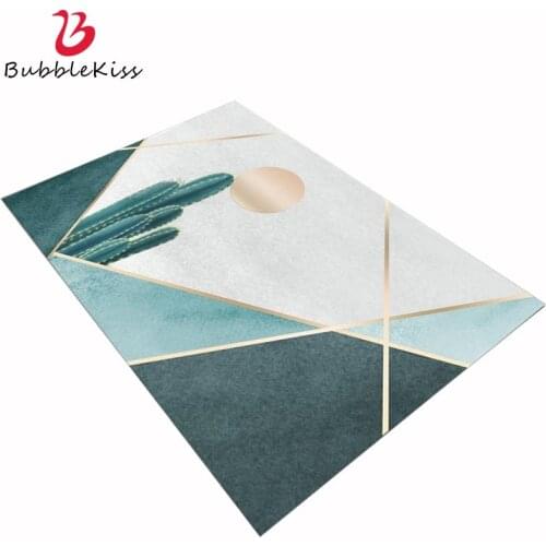 Bubble Kiss Cactus Green Gold Line Pattern Carpet For Home Living Room Modern Nordic Long Floor Area Rug Home Sofa Decoration