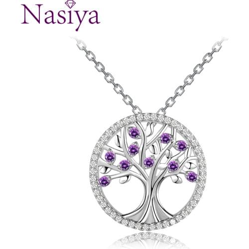 Tree Of Life Hot Sale Platinum Necklaces Pendants With Spinel Stones Silver Jewelry Necklace For Women Top Brand Wedding Gift