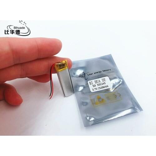 Li-Po 1pcs 3.7V 250mAh 501240 Lithium Polymer Li-Po li ion Rechargeable Battery cells For Mp3 MP4 MP5 GPS