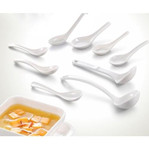 Melamine white spoon restaurant tableware Chinese style drop resistant seasoning soup spoon