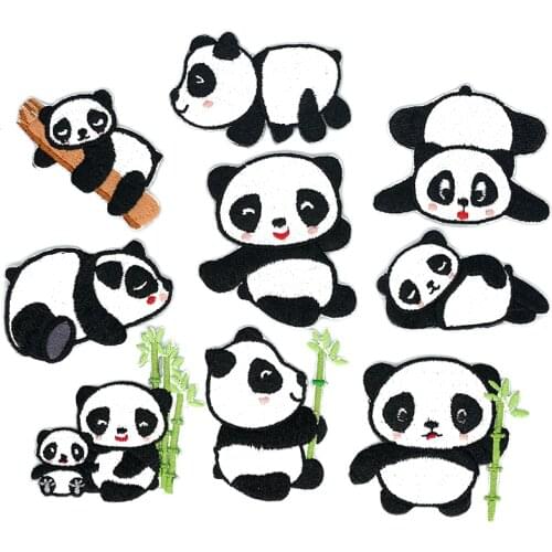 Cute Cartoon Panda Patch Clothes Children Iron on Embroidery Patches for Clothing Kids DIY Applique Badges Sewing Ironing JOD
