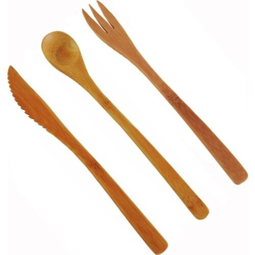Promotion - Party Wedding Restaurant Supplies, Reusable Tableware, 190mm Bamboo Cutlery(Knife/Fork/Spoon), 2 Sets