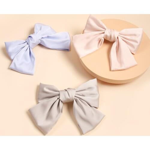 Fashion Women Girls Solid Big Bow Hairpin Candy Color Hair Clips Satin Barrettes Accessories sweet Korean Ornaments Headdress