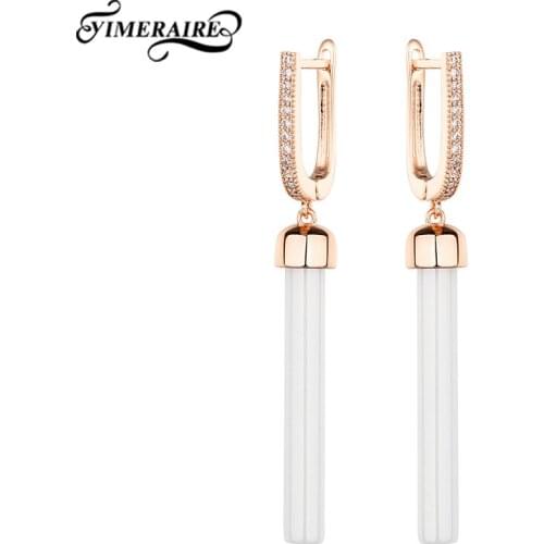 Fashion Ceramic Round Drop Earrings 2020 Trend Unusual Earrings Rose Gold With Bling Crystal Jewelry for Women Christmas Gifts