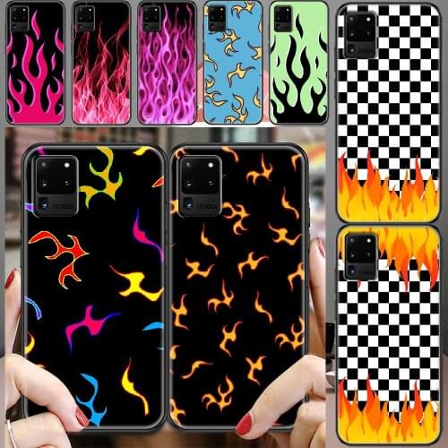 Fashion Flames Fire Phone case For Samsung Galaxy Note 4 8 9 10 20 S8 S9 S10 S10E S20 Plus UITRA Ultra black pretty coque art