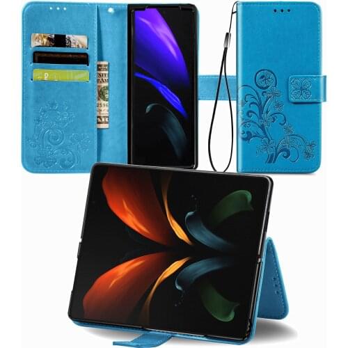 Fashion Full Body Flower Flip Wallet PU Leather Case Cover For Samsung Galaxy Z Fold 3 2 Fold3 5G Card Slot Kickstand Phone Bag