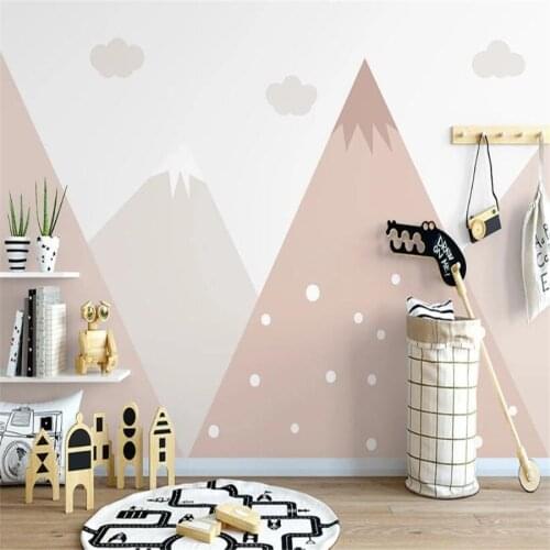 Milofi custom 3D wallpaper mural pink geometric mountain childrens room background wall living room bedroom decoration painting