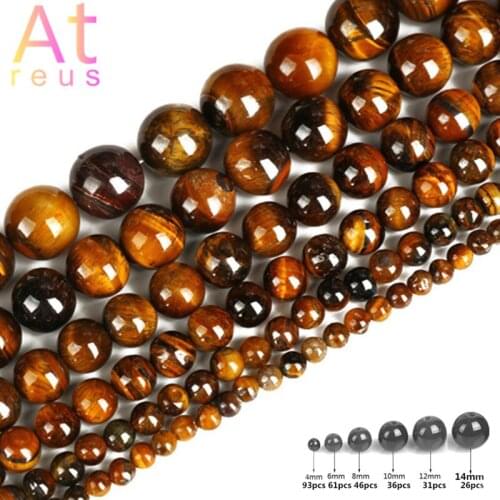 Natural Stone Brown Gold Tiger Eye Agates Round Beads 15" Strand 4 6 8 10 12 14MM Pick Size For Jewelry