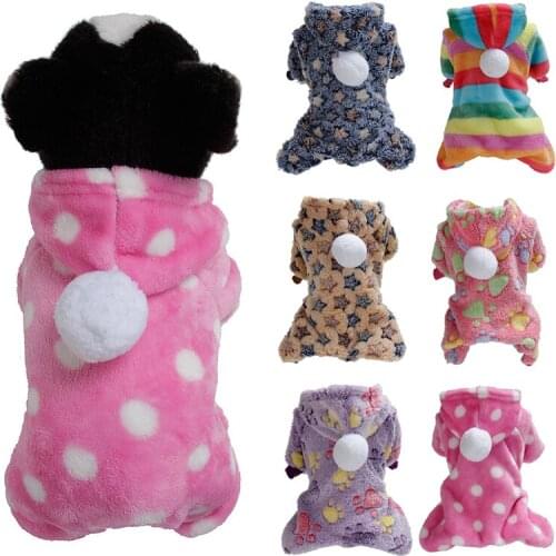 Pet Clothes Cute Jumpsuit For Small Medium Dog Cat Warm Coral Velvet Pajamas Winter Pet Coat Costume F/ Chihuahua Yorkshire