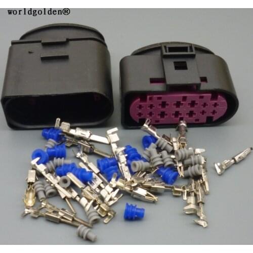 Worldgolden 14 Pin 1J0973737 1J0973837 1.5mm 3.5mm Waterproof Auto Connector Lamp Light Socket For Audi BMW VW