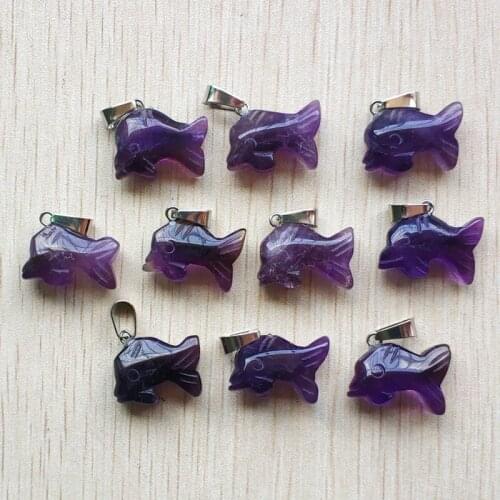 Fashion good quality natural amethysts stone Dolphin pendants for Necklaces jewelry making 10pcs/lot Wholesale free shipping