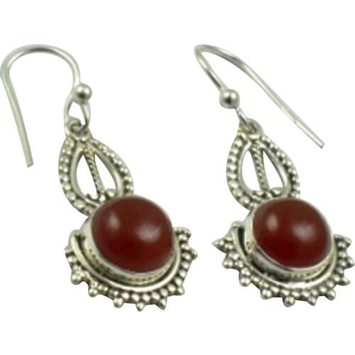 Lovegem Genuine Carnelian EARRINGS 925 Sterling Silver, 34.5mm, AE2138