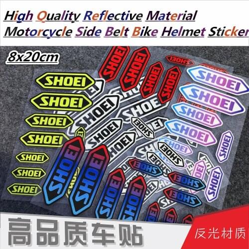 For SHOEI Helmet Windshield glass 3M Reflective Stickers MOTO GP Car Sticker Decals Racing Motorcycle 8CM*20CM/SET
