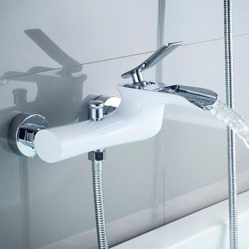 Vidric Bathtub Faucets Chrome Brass Shower Set Bathtub Mixer Tap Single Handle Dual Contral Shower Wall Mounted For Bathroom