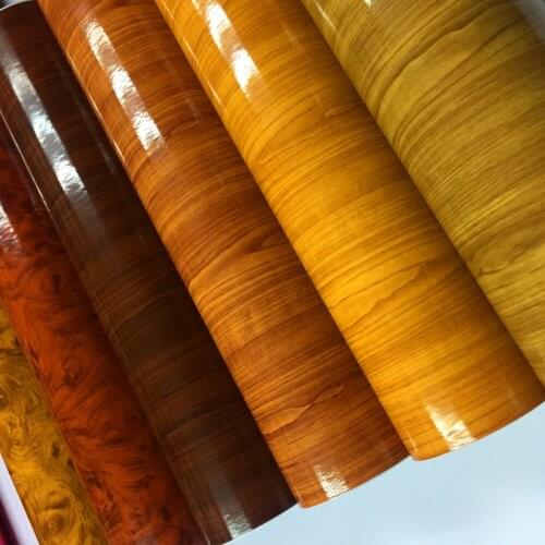 10/20/30/40/50/60CMX152CM Gloss Wood Grain Faux Finish Textured Vinyl Wrap Roll Sheet Film DIY Waterproof Vinyl Film