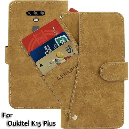 Vintage Leather Wallet Oukitel K15 Plus Case 6.52" Flip Luxury Card Slots Cover Magnet Phone Protective Cases Bags