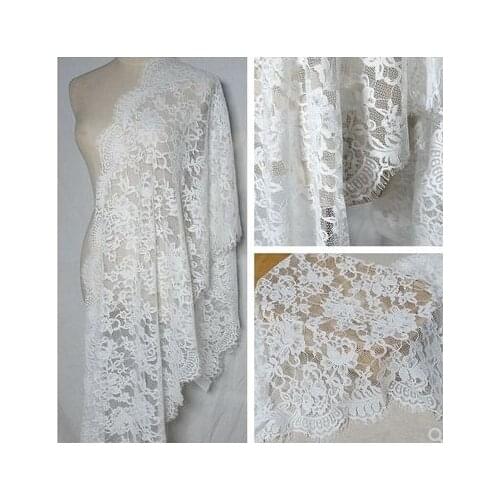 Width 53CM High Quality Exquisite Bone Eyelash Lace Fabric DIY High-end Dress Wedding Home Accessories