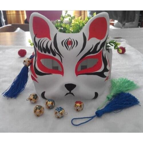 Japanese Fox Mask Kitsune Cosplay Masquerade PVC Festival Kabuki Masks Hand Painted Costume Props