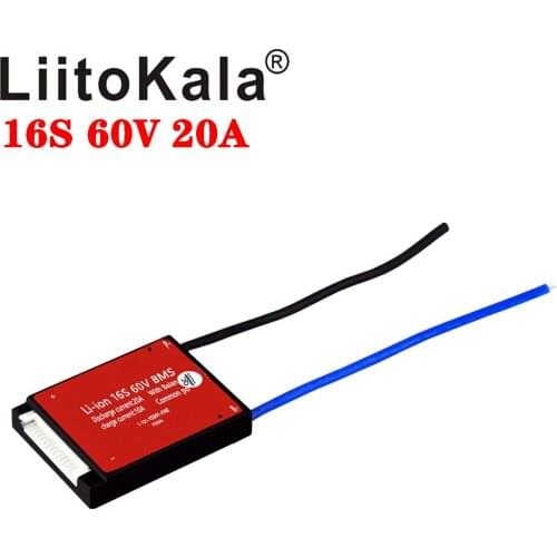 LiitoKala Li-ion 16S 60V 20A 18650 PCM battery protection board BMS PCM with balanced lithiumion lithium battery module