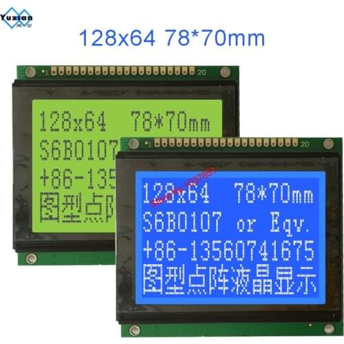 128X64 12864 LCD display module screen 78*70mm 20pin S6B0108 or Eqv. control 12864A-1