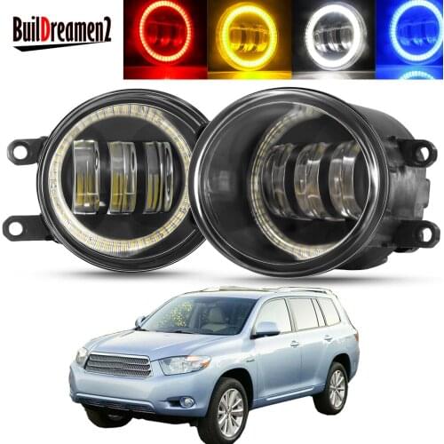 2 X Car Left + Right Angel Eye Fog Light Assembly LED Lens Fog Driving Lamp DRL 30W H11 12V For Toyota Highlander 2008 2009 2010