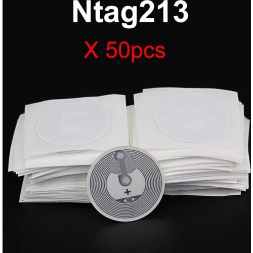 50PCS/LOT) 25mm White NFC Stickers Protocol ISO14443A 13.56MHz NTAG 213 Universal Label RFID Tags for All NFC Phones