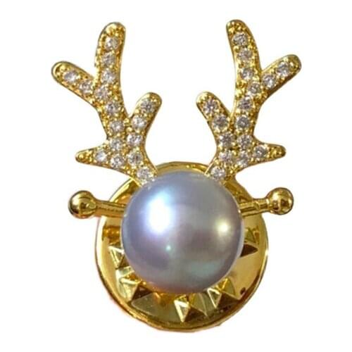 DIY Accessories Gold-plated precision Micro Zircon Antler Collar Pin Pearl Brooch Settings(No Pearls)