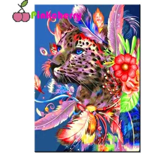 DIY Diamond Embroidery Mosaic Leopard Flower Full Square round Diamond Painting Animal Picture Cross Stitch Kits k1339