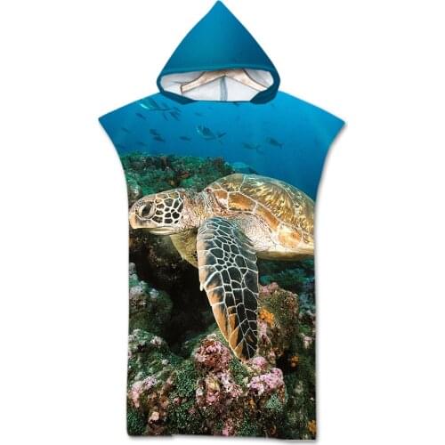 Free shipping Gift Under the Sea Ocean Turtle Whale Octopus Mermaid Large Hooded Swim Surf Spa Bath Beach Towel Poncho