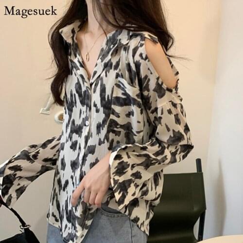 New Spring Summer Loose Shirts Blouses Women Turn-down Collar Casual Long Sleeve Shirt Tops Leopard Female Shirt Blusas 12746