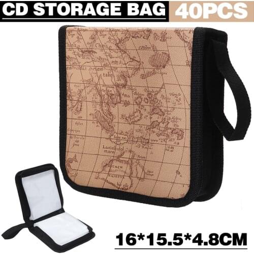 40 Discs CD DVD Storage Case Bag Fashion World Map Album Sleeve Box Holder Wallet Carrying Organizer with Zipper For CD