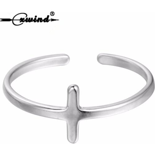 Cxwind Cross Open Ring Fashion Christian Jesus Men Rings Sizable Finger Jewelry Gift For Women Girls Simple Jewelry