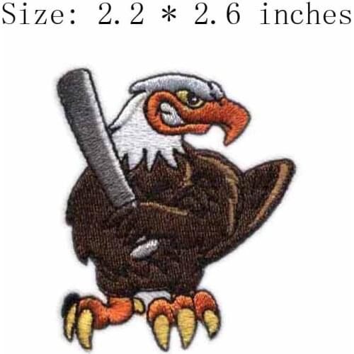 Eagle on playing 2.2"wide embroidery patch for twill craft/cutting patch/broderie ruban de soie