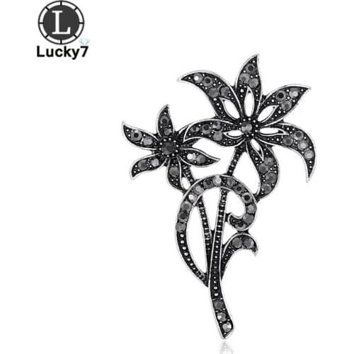 European and American Retro Flower Antique Silver Brooch Alloy Personality Creative Pin New Flower Corsage Clothing Accessories