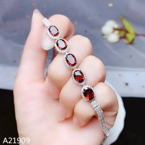 KJJEAXCMY fine jewelry S925 sterling silver jewelry womens garnet gemstone bracelet support detection luxury