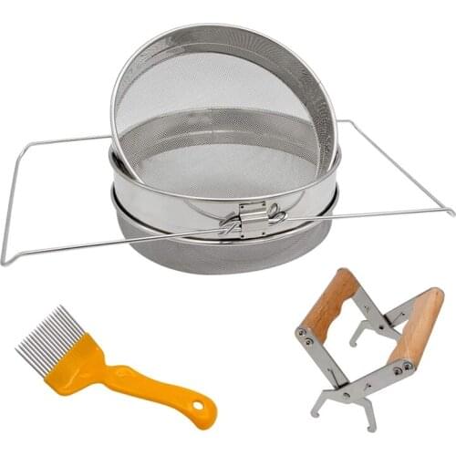Honey Strainer Double Sieve Stainless Steel, Bee Keeping Equipment Filter Kit Filter Honey