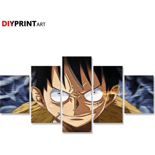 One Piece Monkey D. Luffy Haki 5 Panels Wall Art Canvas Prints Wall Pictures for Bedroom Livingroom A2166