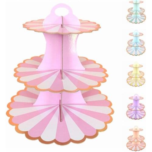 Cake Stand Disposable Exquisite Paper Lace Edge Three-layer Dessert Stand for Wedding