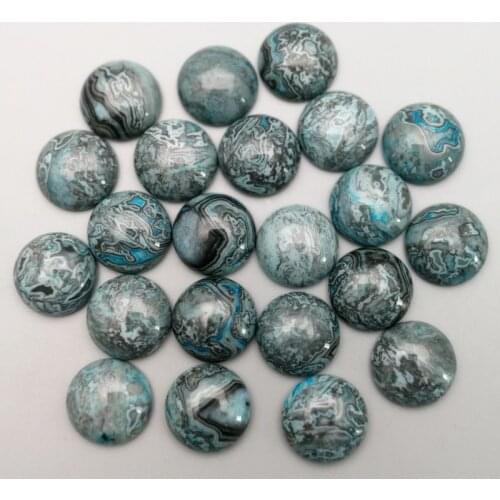 Wholesale natural blue onyx stone bead charms 14mm round CAB CABOCHON no hole 50pcs Single arc jewelry accsories free shipping