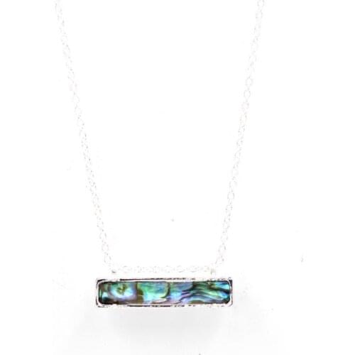 Abalone Bar Geometric Pendant Necklace for Women